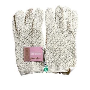 Vintage Grandoe Crochet Gloves L Pearl Closure Made in Italy Carrie Bradshaw